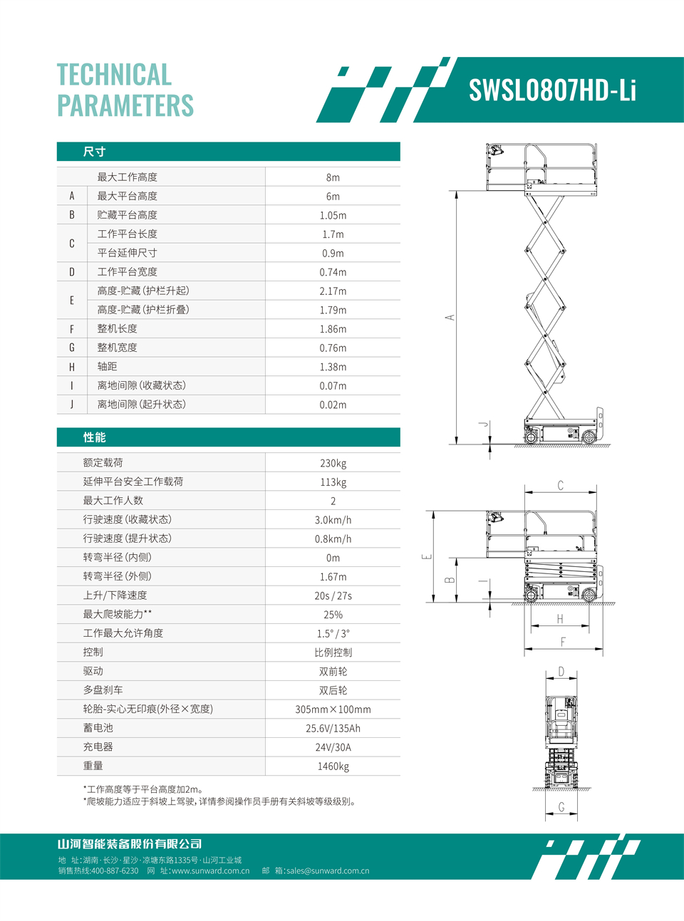 SWSL0807HD Li 电动电驱剪叉式高空作业平台